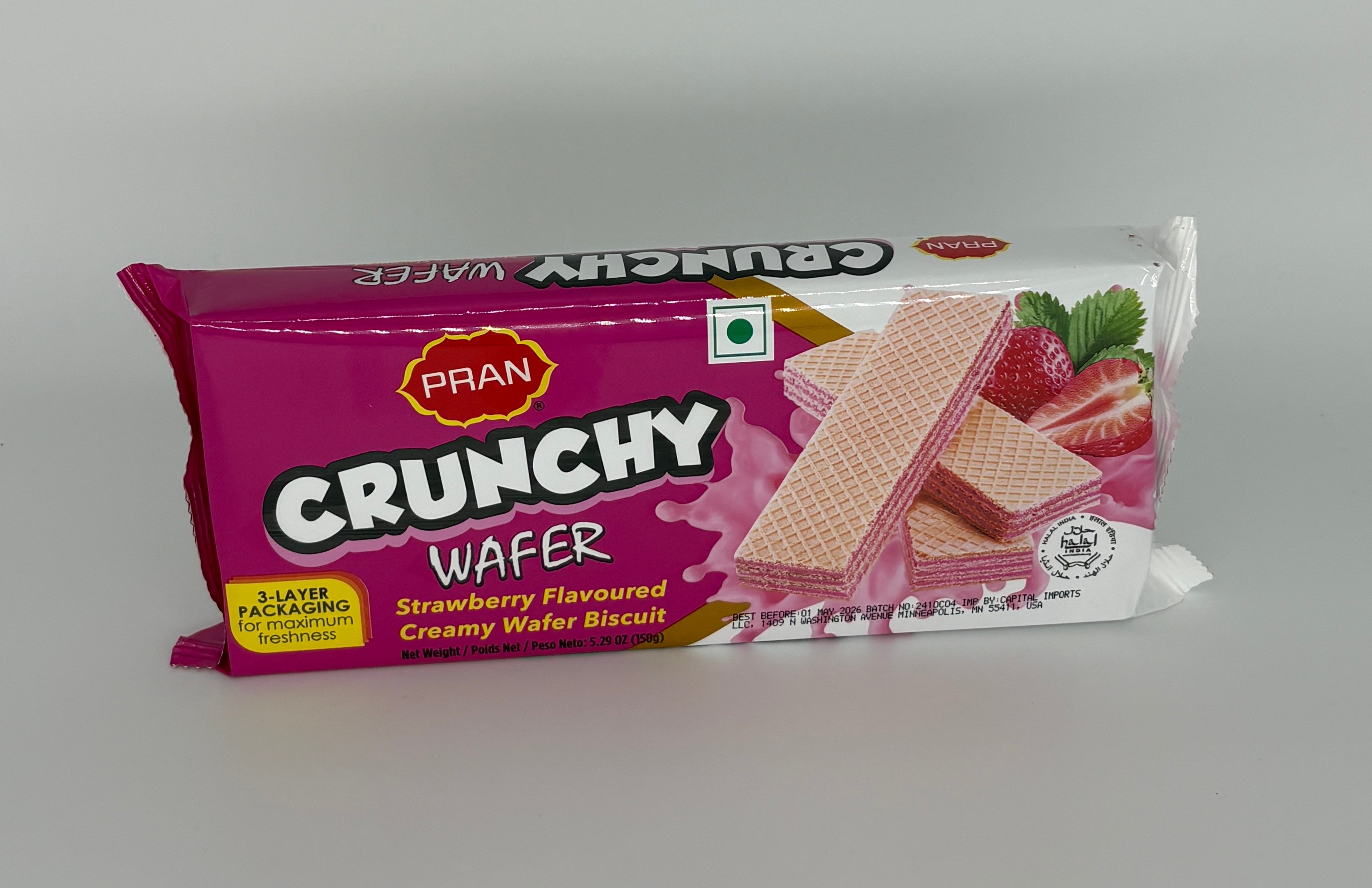 Pran Crunchy Wafer Strawberry Cream Biscuits